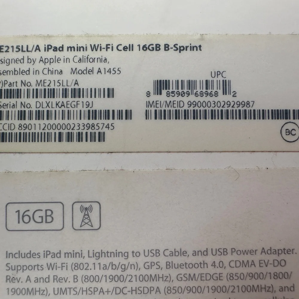 BOX ONLY Apple iPad Mini 16Gb B-Sprint Original